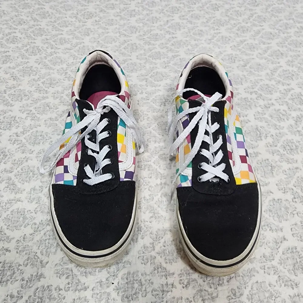 Vans Old Skool Rainbow Checkerboard Shoes Size 5